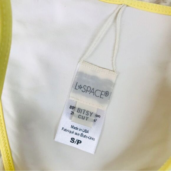 L*SPACE Ari Bikini Top Tommy String Bikini Bottom White Yellow XS Small New - Picture 10 of 10